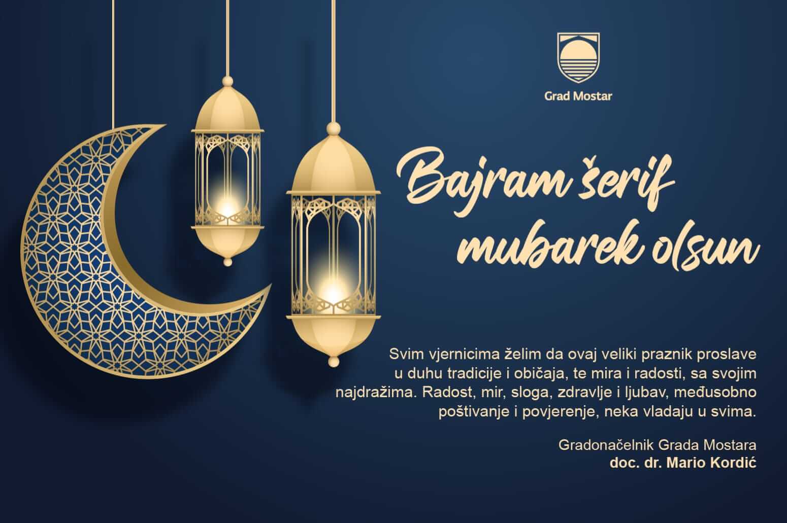 Gradonačelnik Kordić čestitao Ramazanski Bajram Grad Mostar