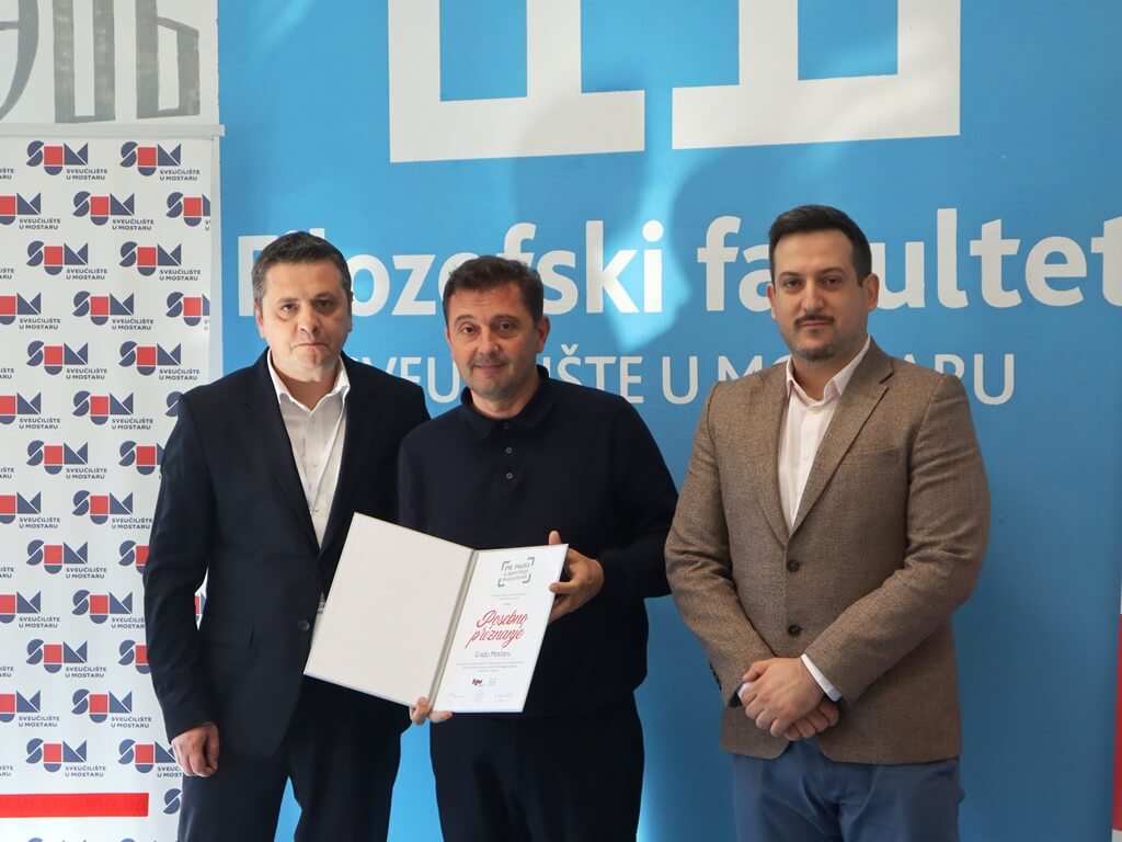 Grad Mostar dobio posebno priznanje od Filozofskog fakulteta SUM-a