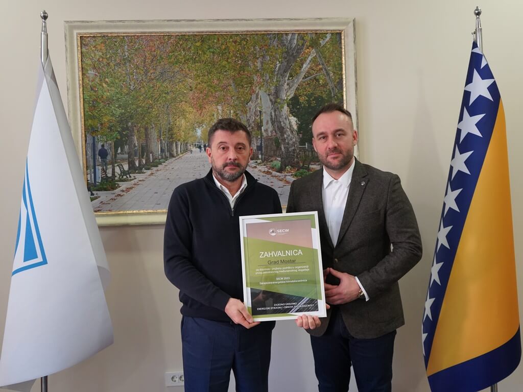 Gradu Mostaru zahvalnica za podršku i sudjelovanje u organizaciji Sarajevske Energetske i klimatske sedmice // SECW 2023