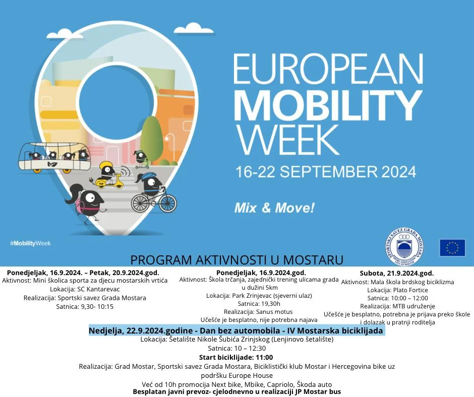 Grad Mostar organizira promociju Europskog tjedna mobilnosti