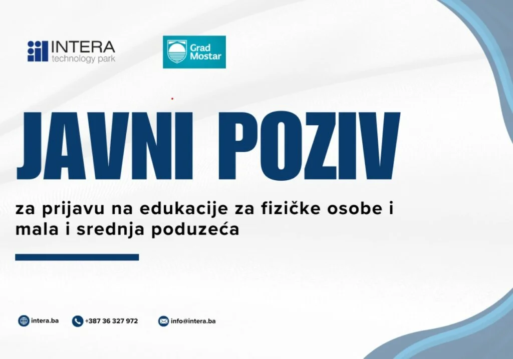 Javni poziv za prijavu na edukacije za fizičke osobe i mala i srednja poduzeća kao korisnika vaučera za unaprjeđenje poslovanja u Gradu Mostaru